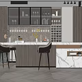 Modern Bar Chair Combination 3d model