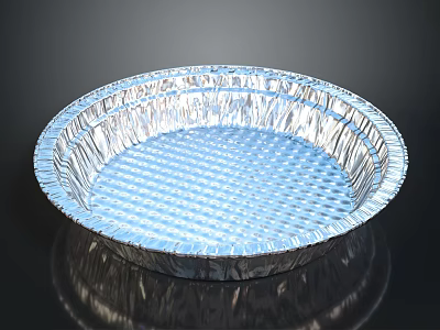 Round Aluminum Foil Baking Pan With Grid Texture And Corrugated Edges For Household Use 3d model