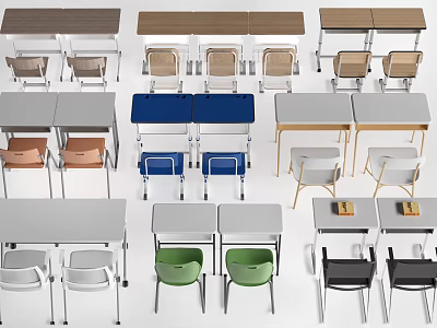 Versatile Modern Table and Chair Sets with Multiple Colors and Materials for Office and Home 3d model