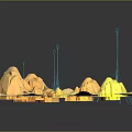 Artistic Garden Landscape Featuring Miniature Rock Formations Winding Path and Decorative Lines