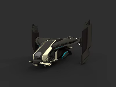 Futuristic Winged Spacecraft With Modern Design And Blue Light Accents 3d model