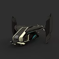 Futuristic Winged Spacecraft With Modern Design And Blue Light Accents