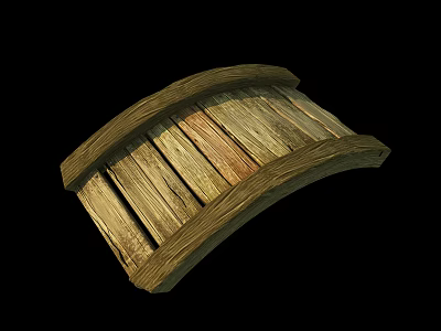 Wooden Arch Bridge Constructed With Weathered Wooden Planks And Natural Wood Texture 3d model