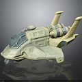 Detailed Futuristic Spacecraft Model With Aerodynamic Design Cockpit And Thrusters