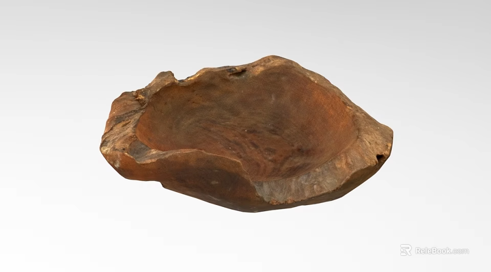 Decorative Ornament Set Wooden Natural Shape Bowl with Unique Texture for Home Decor Accent 3d model