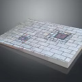 Gray Brick Square Platform With Textured Bricks Neatly Arranged And Metal Covers