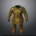 Fantasy Medieval Armor With Orange Green Leaf Pattern Chest Plate Arm Guards And Boots