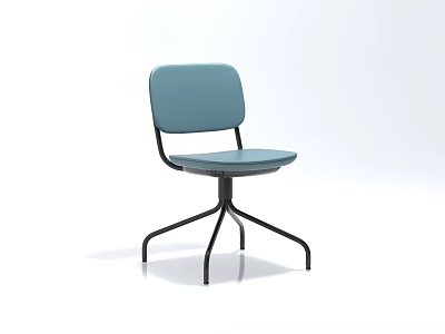 Light Blue Upholstered Leisure Chair With Black Metal Frame Modern Design And Comfortable Seat 3d model