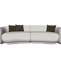 Light Beige Two Seater Sofa With Brown Textured Pillows And Herringbone Patterns 3d model