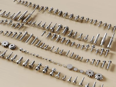 Assorted Metal Fasteners And Mechanical Parts 3d model