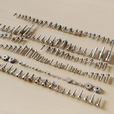 Assorted Metal Fasteners And Mechanical Parts 3d model Assorted Metal Fasteners And Mechanical Parts 3d model