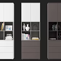 Modern Bookcase Design With Books Decorative Items Drawers And Cabinets