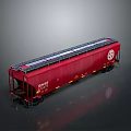 Red BNSF Freight Train Car With Metal Roof Design And White Logos