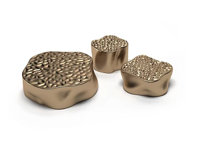 Three Golden Textured Irregular Shaped Coffee Tables For Contemporary Home Decor 3d model