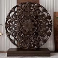 Wind solid wood carved partition 3d model