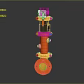 Orange Industrial Valve With Black White Components And Flange Structure 3d model