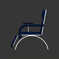 Recliner Chair with Blue Upholstery White Metal Frame Armrests and Footrest