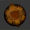 Traditional Orange Handcrafted Pottery with Intricate Black Patterns and Round Opening