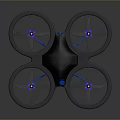 Modern Multi Rotor Drone With Black Frame And Blue Propeller Accents 3d model