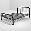 Simple Black Metal Single Bed Frame With Curved Headboard And Footboard