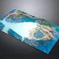 Aerial View of Natural Terrain With Lake Surrounding Mountains and Green Vegetation