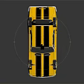Yellow Classic Two Door Car With Black Stripes And Sporty Exterior Design