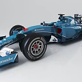 Blue Formula 1 Race Car With Santander Logo Bridgestone Tires And Streamlined Design