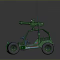 Green Off Road Vehicle Model With Roof Mounted Antennas And Weapon System