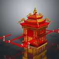 Intricate Plant Carvings Adorn Red And Gold Traditional Chinese Sedan Chair