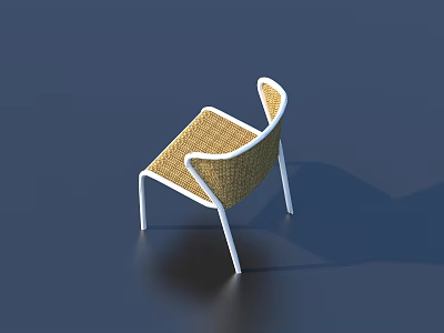 Modern Leisure Chair With Woven Seat And White Metal Frame Design 3d model