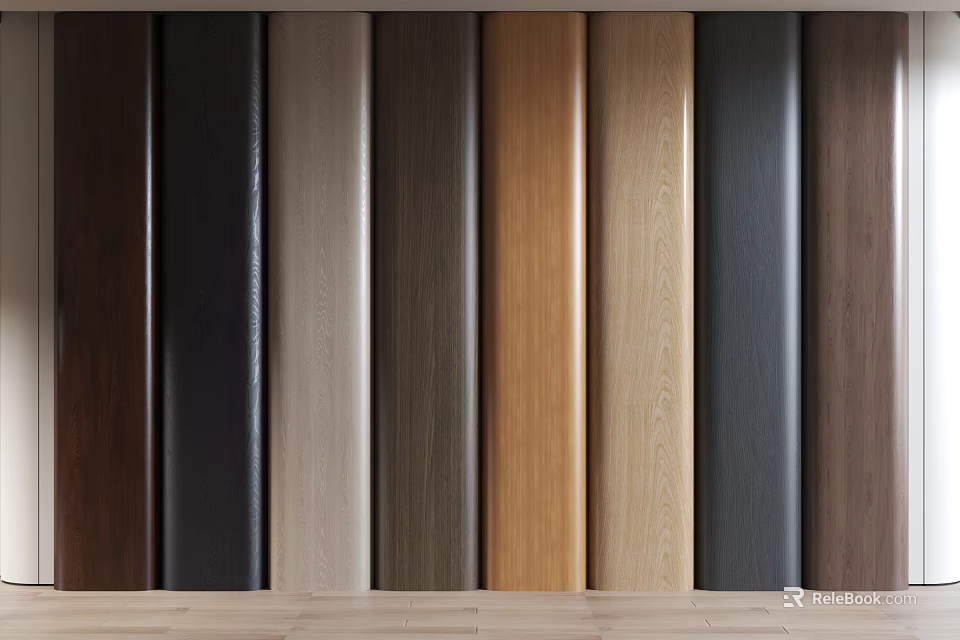 Various Wooden Wall Panels With Different Colors And Natural Grain For Interior Design 3d model 