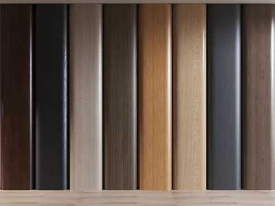 Various Wooden Wall Panels With Different Colors And Natural Grain For Interior Design 3d model