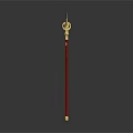 Artistic Golden Top Red Shaft Decorative Sculpture With Intricate Carvings