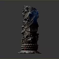Artistic Traditional Scenery Carved Pillar With Intricate Figures Architecture And Decorative Base