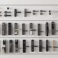 Various Modern Door Locks And Handles With Different Design Options 3d model