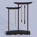 Wooden Standing Decorative Ornament Set With Arched Top Base And Slender Sticks