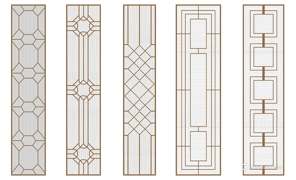 Room Dividers with Various Geometric Patterns Linear Designs and Decorative Elements for Interior Design 3d model