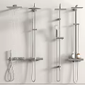 Modern Stainless Steel Shower Systems With Rainfall Heads Handheld Showers And Shelves