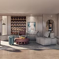 Modern Living Room Interior With L Shaped Sofa Coffee Tables Artwork Shelving And Floor Lamp