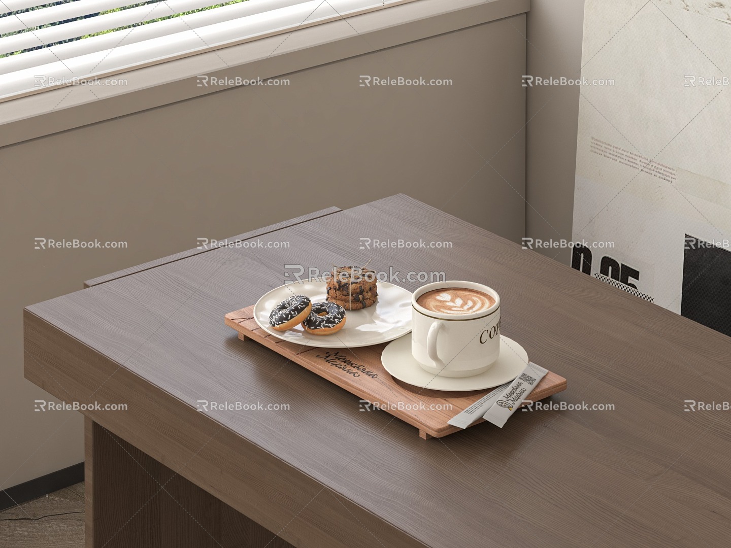 Modern Coffee Coffee Cup Hot Drink Biscuit Decoration 3d model