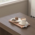 Modern Coffee Coffee Cup Hot Drink Biscuit Decoration 3d model