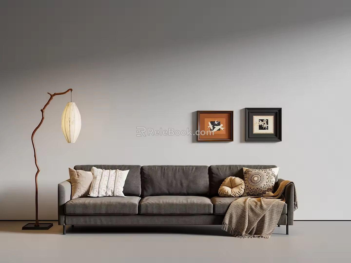 Mid-ancient style three-person sofa 3d model