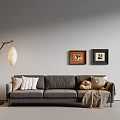 Mid-ancient style three-person sofa 3d model