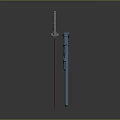 Crossed Swords With Blue Hilt Silver Blade And Red Glowing Effect