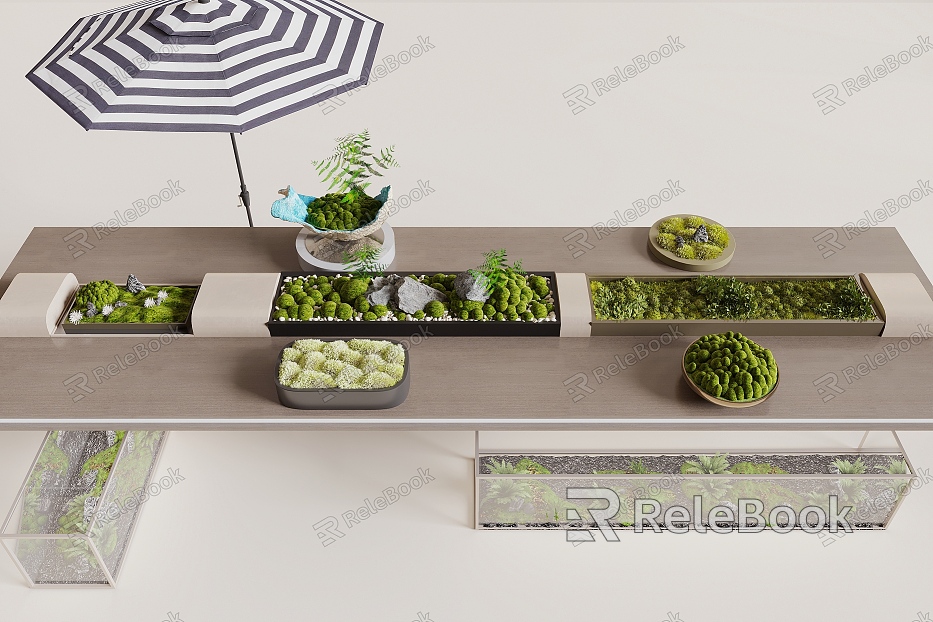 modern moss green plant model