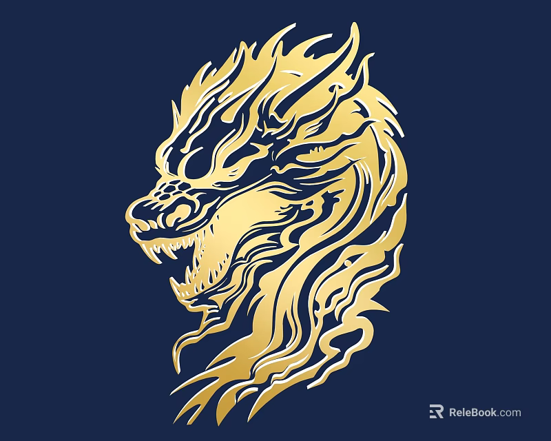Elegant Golden Dragon Shaped Wall Decor With Dark Blue Background Design 3d model