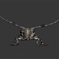 Longhorn Beetle With Long Antennae And Spotted Body On Dark Background