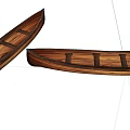 Two Wooden Boat Models With Natural Wood Texture And Seating Planks