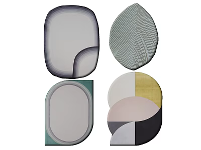 Modern Decorative Plates With Various Shapes And Colorful Geometric Patterns 3d model