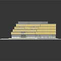 Modern Terraced Building With Yellow Facade Multi Level Green Roof Terraces